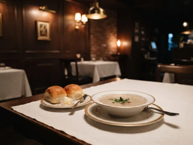 양송이 크림수프와 모닝빵(예시 사진)